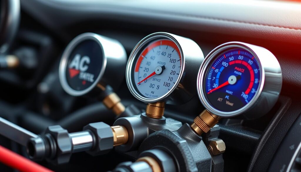 Diagnóstico de problemas en el sistema de climatización del automóvil con manómetros