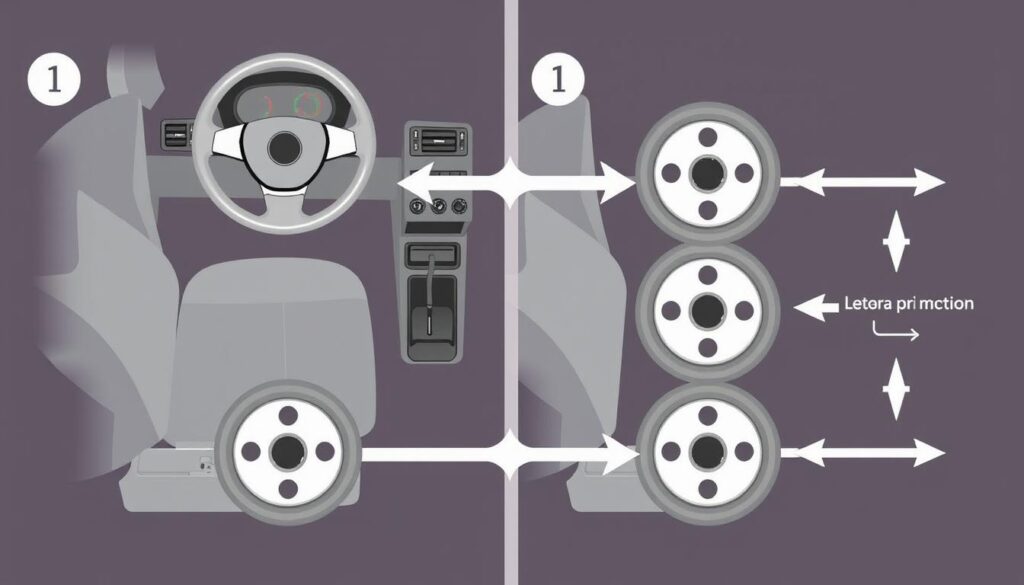 Diagrama del funcionamiento del sistema de dirección del automóvil
