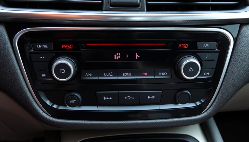 Panel de control del sistema de climatización multizona de un automóvil moderno